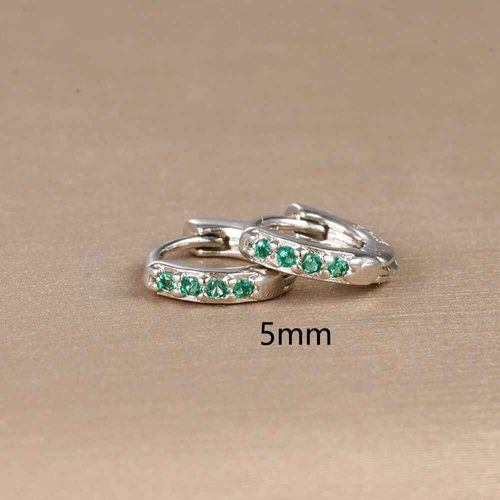 Boucles D'oreilles Vertes En Acier Inoxydable Pour Femme,Petit Cercle Rond,Piercing,Bijoux Tendance,2 Pièces