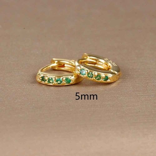 Boucles D'oreilles Vertes En Acier Inoxydable Pour Femme,Petit Cercle Rond,Piercing,Bijoux Tendance,2 Pièces