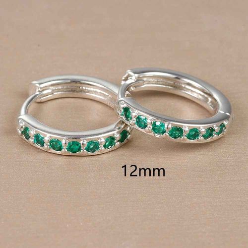 Boucles D'oreilles Vertes En Acier Inoxydable Pour Femme,Petit Cercle Rond,Piercing,Bijoux Tendance,2 Pièces