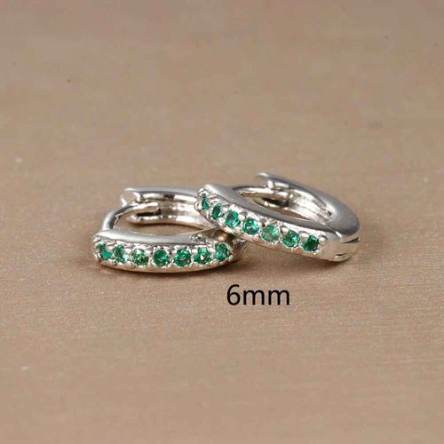 Boucles D'oreilles Vertes En Acier Inoxydable Pour Femme,Petit Cercle Rond,Piercing,Bijoux Tendance,2 Pièces