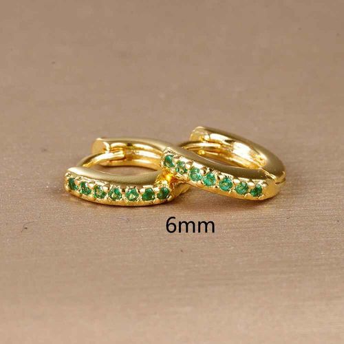 Boucles D'oreilles Vertes En Acier Inoxydable Pour Femme,Petit Cercle Rond,Piercing,Bijoux Tendance,2 Pièces