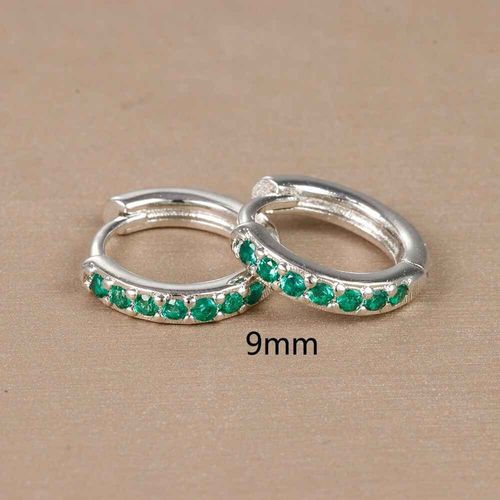 Boucles D'oreilles Vertes En Acier Inoxydable Pour Femme,Petit Cercle Rond,Piercing,Bijoux Tendance,2 Pièces