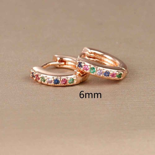 Boucles D'oreilles Minimales En Acier Inoxydable Pour Femme,Cercle Rond,Punk,Helix Tragus,Arc-En-Ciel,Cz Huggie,Piercing,Bijoux,2 Pièces