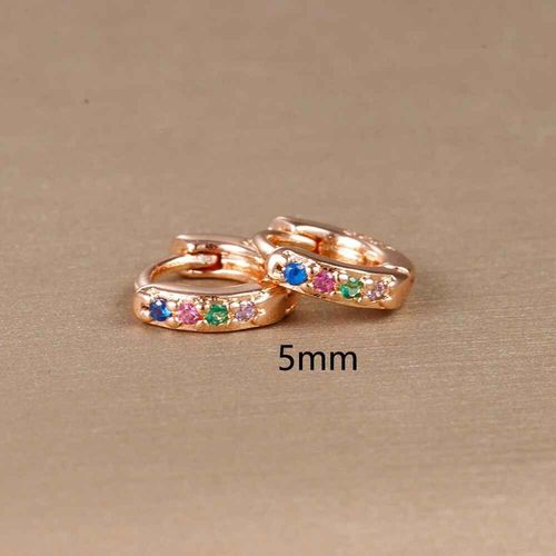 Boucles D'oreilles Minimales En Acier Inoxydable Pour Femme,Cercle Rond,Punk,Helix Tragus,Arc-En-Ciel,Cz Huggie,Piercing,Bijoux,2 Pièces