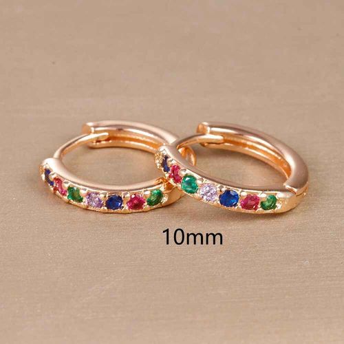 Boucles D'oreilles Minimales En Acier Inoxydable Pour Femme,Cercle Rond,Punk,Helix Tragus,Arc-En-Ciel,Cz Huggie,Piercing,Bijoux,2 Pièces