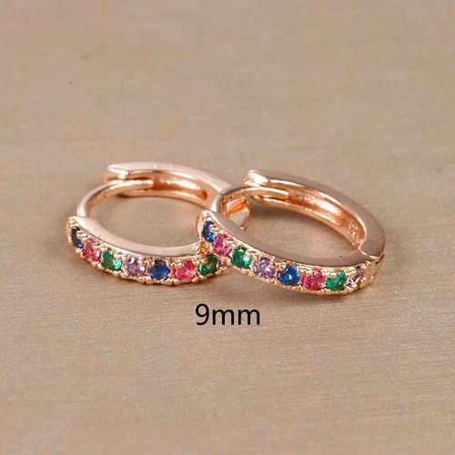 Boucles D'oreilles Minimales En Acier Inoxydable Pour Femme,Cercle Rond,Punk,Helix Tragus,Arc-En-Ciel,Cz Huggie,Piercing,Bijoux,2 Pièces