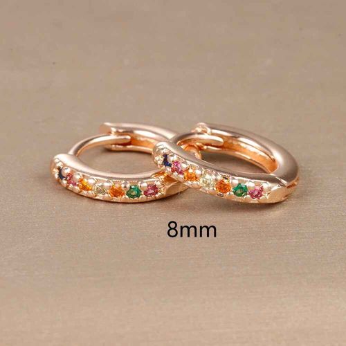 Boucles D'oreilles Minimales En Acier Inoxydable Pour Femme,Cercle Rond,Punk,Helix Tragus,Arc-En-Ciel,Cz Huggie,Piercing,Bijoux,2 Pièces
