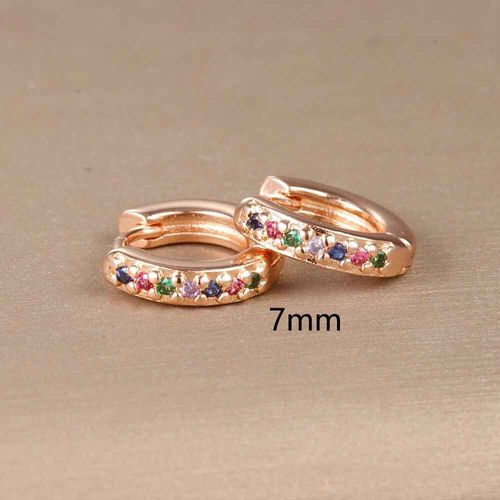 Boucles D'oreilles Minimales En Acier Inoxydable Pour Femme,Cercle Rond,Punk,Helix Tragus,Arc-En-Ciel,Cz Huggie,Piercing,Bijoux,2 Pièces