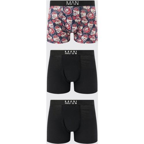 Lot De 3 Boxers À Imprimé Crâne Homme - Multicolore - S, Multicolore