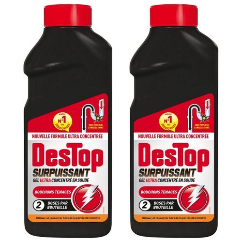 DESTOP Lot de 2 Gels Déboucheur Surpuissant - 2 doses - 500ml