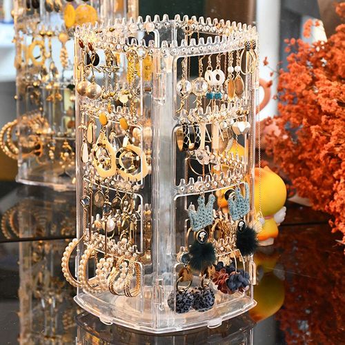 Boîte De Rangement De Bijoux Rotative Résistante À 360,Présentoir De Boucles D'oreilles 2023,Porte-Outil En Plastique,Vitrine De Bijoux,Étui De Maquillage