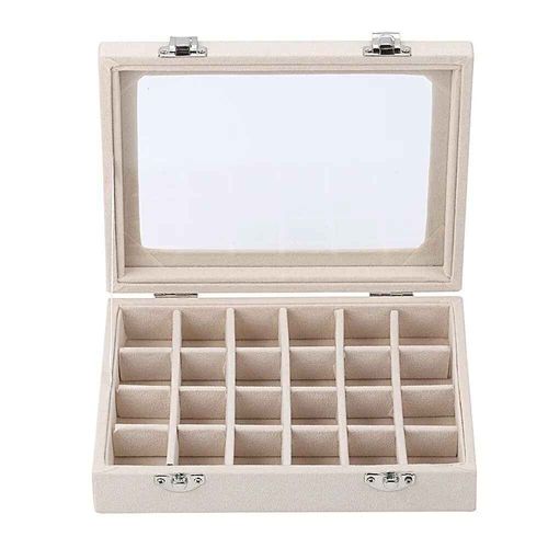 Boîte De Rangement De Bijoux Avec Couvercle Rabattable Transparent,Pour Boucles D'oreilles,Bagues,Colliers,Classification,Anti-Poussière