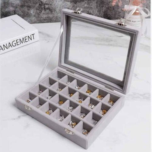 Boîte De Rangement De Bijoux Avec Couvercle Rabattable Transparent,Pour Boucles D'oreilles,Bagues,Colliers,Classification,Anti-Poussière