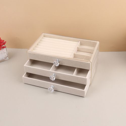 Tiroir Transparent À Trois Couches Pour Boucles D'oreilles,Boîte De Rangement Pour Bijoux,Boucles D'oreilles,Bracelet,Bague