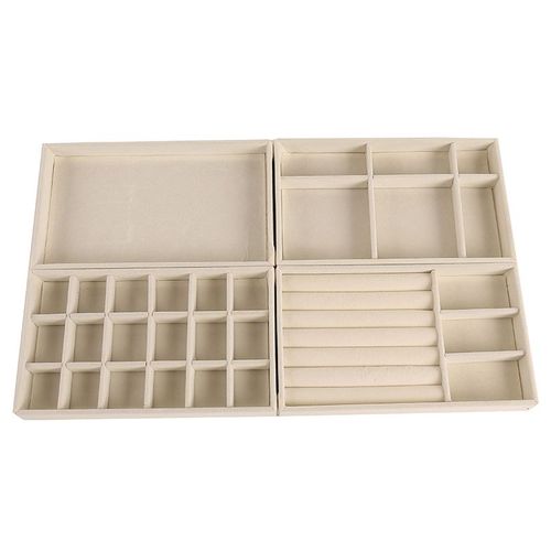 Présentoir À Bijoux En Velours Portable,Boîte De Rangement Pour Matiques,Porte-Boucles D'oreilles,Mode,4 Pièces