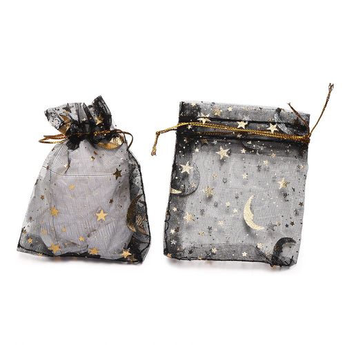 Sacs D'emballage De Charme D'impression D'étoile Et De Lune,Sac D'organza De Noël,Wstring De Proximité,Plusieurs Tailles,03 Bijoux Gt,Lot De 50 Pièces