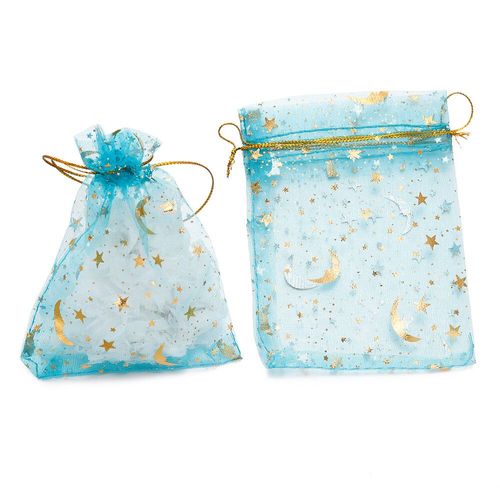 Sacs D'emballage De Charme D'impression D'étoile Et De Lune,Sac D'organza De Noël,Wstring De Proximité,Plusieurs Tailles,03 Bijoux Gt,Lot De 50 Pièces