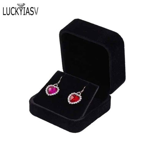 Boîte De Rangement De Bijoux En Velours,Étui En Plastique Pour Boucles D'oreilles Et Pendentifs,7x7x4cm