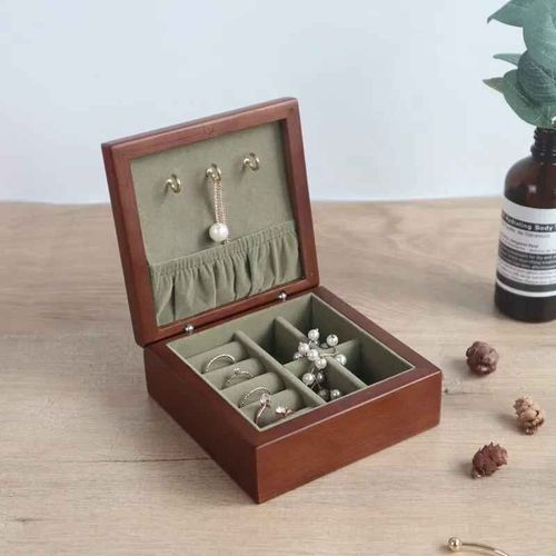 Yb-Boîte À Bijoux En Bois Pour Femmes Et Hommes,Rangement D'accessoires De Bijoux,Étui,Petit Conteneur,Support Pour Collier,Boucle D'oreille