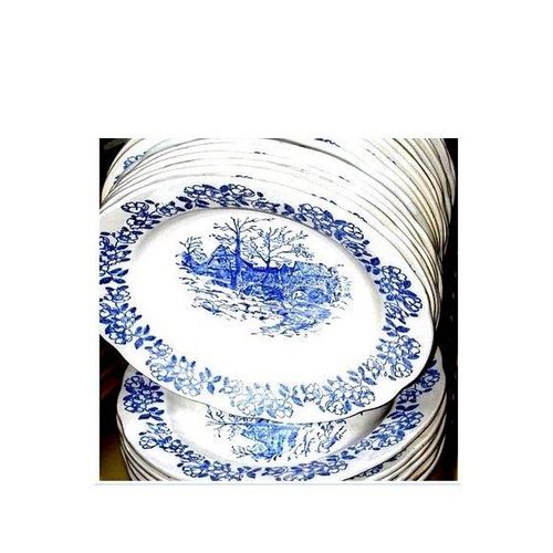 Assiettes Creuse Decor Bleu Champetre Cottage Lot De 10 Plats Creux 23 Cm Ceramique Epaisse Rustique À Potage Anciennes Retro Vintage Shabby Vaisselle Soupe Repas Famillial Recipient Service Table