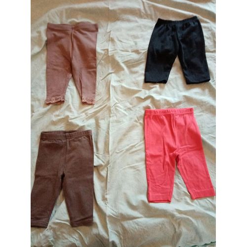 4 Leggings Fille 6 Mois Très Bon État