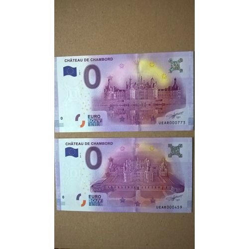 Billet 0 Euro Chateau De Chambord 2016 1+2 Neufs
