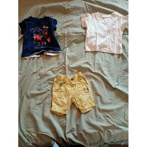 2 T Shirt Mc Et 1 Short Fille 6 Mois Très Bon État