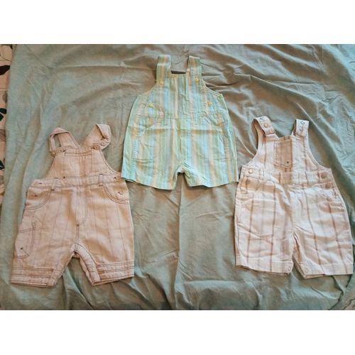 3 Salopettes Shorts Garçon 6 Mois Très Bon État