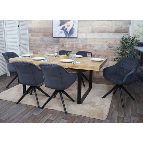 Lot De 6 Chaises De Salle À Manger Hwc-K28, Chaise De Cuisine Rembourrée Chaise Avec Accoudoirs, Pivotante, Métal   Tissu/Textile Gris
