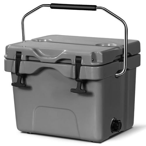 Costway Glacière De Camping Portable 15l Froid -30 ?-75 ? Rétention 3-5 Jours Avec Poignée,Bouchon De Vidange,2 Porte-Gobelets Gris