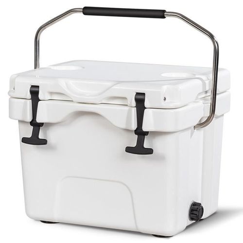 Costway Glacière De Camping Portable 15l Froid -30 ?-75 ? Rétention 3-5 Jours Avec Poignée,Bouchon De Vidange,2 Porte-Gobelets Blanc