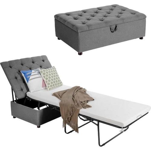 Costway Lit Pliant 1 Personne Convertible À Bout De Lit Capitonnée, Lit D'appoint Avec Matelas 78 X 182 Cm (L X H) Pour Invités