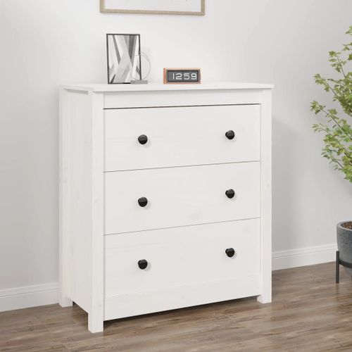 Prolenta Premium - Buffet Blanc 70x35x80 Cm Bois Massif De Pin