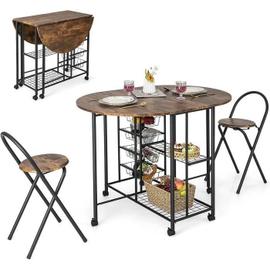 Ensemble de table rectangulaire en bois recyclé Sami (210x100 cm) et 6  chaises de salle à manger en rotin synthétique Zole - SKLUM