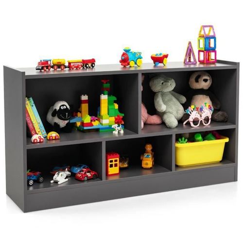 Costway Bibliothèque Pour Enfants 111 X 30 X 61,5 Cm Rangement Pour Livres, Jouet Et ¿Uvres D'art, Gris