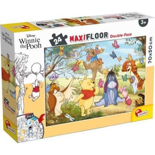 Lisciani Maxi Puzzle Pour Enfants Partir De 3 Ans 24 Pi Ces 2 En 1 Double Face Recto Verso Avec Le Dos Colorier - Disney Winnie L Ourson 86665