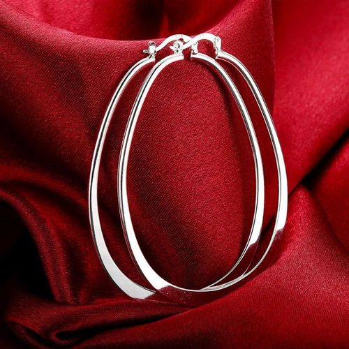 Boucles D'oreilles Créoles Rondes Simples En Argent Regardé 925 Pour Femmes,Bijoux De Charme De Fiançailles De Mariage,Qualité Supérieure,Mode