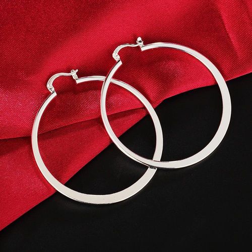 Boucles D'oreilles Créoles Rondes Simples En Argent Regardé 925 Pour Femmes,Bijoux De Charme De Fiançailles De Mariage,Qualité Supérieure,Mode