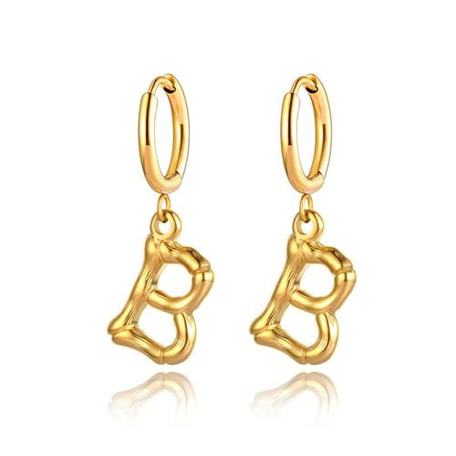 Jeemango-Boucles D'oreilles Créoles Initiales Plaquées Or 18 Carats Pour Femmes,Acier Inoxydable,Goutte,Pendentif,Lettres De L'alphabet,Bijoux,Salariés,22035