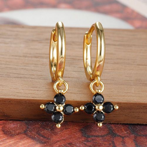 Zcomprend-Boucles D'oreilles Créoles En Acier Inoxydable Pour Femme,Boucle D'oreille Pendentif Fleur,Boucle D'oreille Huggies,Piercing Au Cartilage,Bijoux Simples,Design