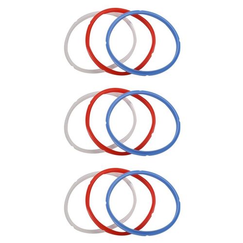 Bague d'étanchéité en Silicone pour accessoires de casseroles, convient aux modèles 5 ou 6 pintes, rouge, bleu et blanc, lot de 9