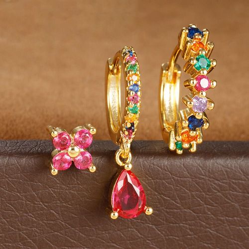Ensemble De Boucles D'oreilles Piercing En Acier Inoxydable Pour Femme,Bijoux Esthétiques,Colorés,3 Pièces
