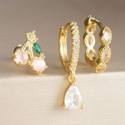 Ensemble De Boucles D'oreilles De Luxe En Acier Inoxydable Pour Femme Et Fille,Piercing Cartilage,Cerceau,Bijoux,3 Pièces