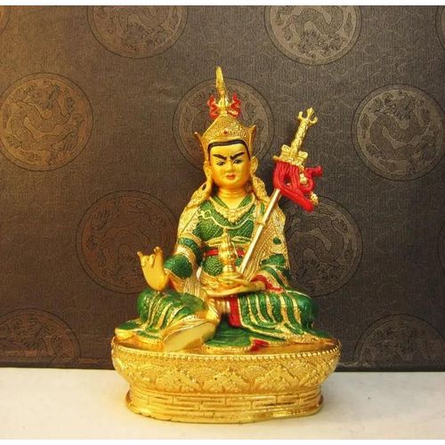 Bouddha Padmasambhava - Artisanat De Dorure En Alliage De Métal, Padmasambhava Bouddhiste, Anni Tibétain, Soigneux, Isman Efficace, Décorations Pour La Maison, 14.8cm