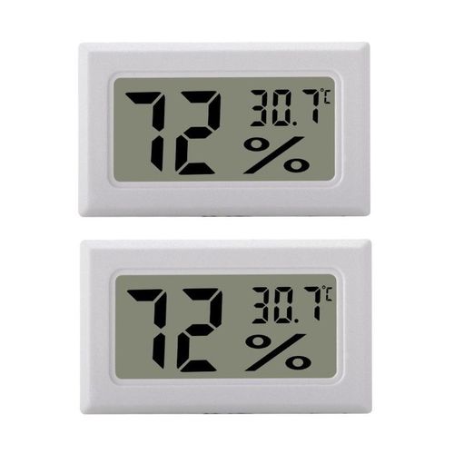 Mini Hygromètre LCD / Thermomètre Blanc Paquet de 2