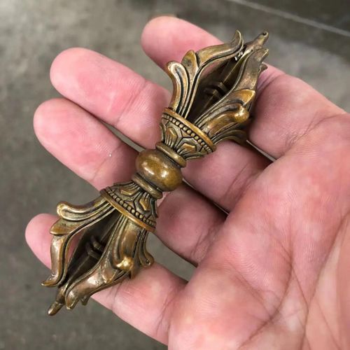Outil Rituel Bouddhiste Tibétain En Laiton Bronze, Main Vajra Dorje