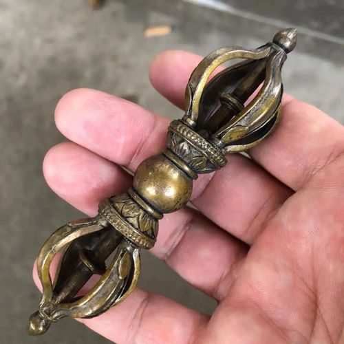 Outil Rituel Bouddhiste Tibétain En Laiton Bronze, Main Vajra Dorje
