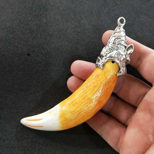 Collier Pendentif Amulette À Dents Pour Hommes, Tigre, Loup, Aigle, Alliage Ethnique, Décor Garçon