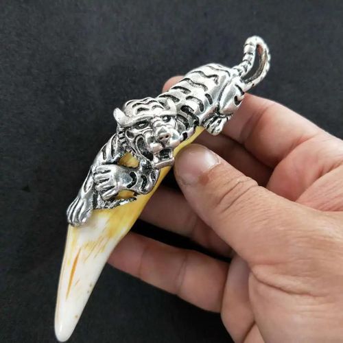 Collier Pendentif Amulette À Dents Pour Hommes, Tigre, Loup, Aigle, Alliage Ethnique, Décor Garçon