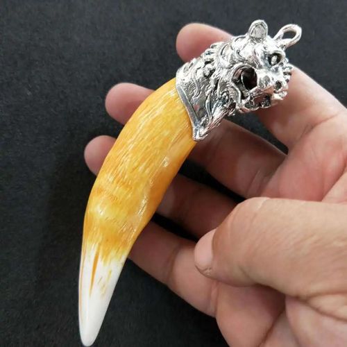 Collier Pendentif Amulette À Dents Pour Hommes, Tigre, Loup, Aigle, Alliage Ethnique, Décor Garçon